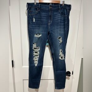 Hollister High-Rise Super Skinny Distressed Jeans 20 LONG